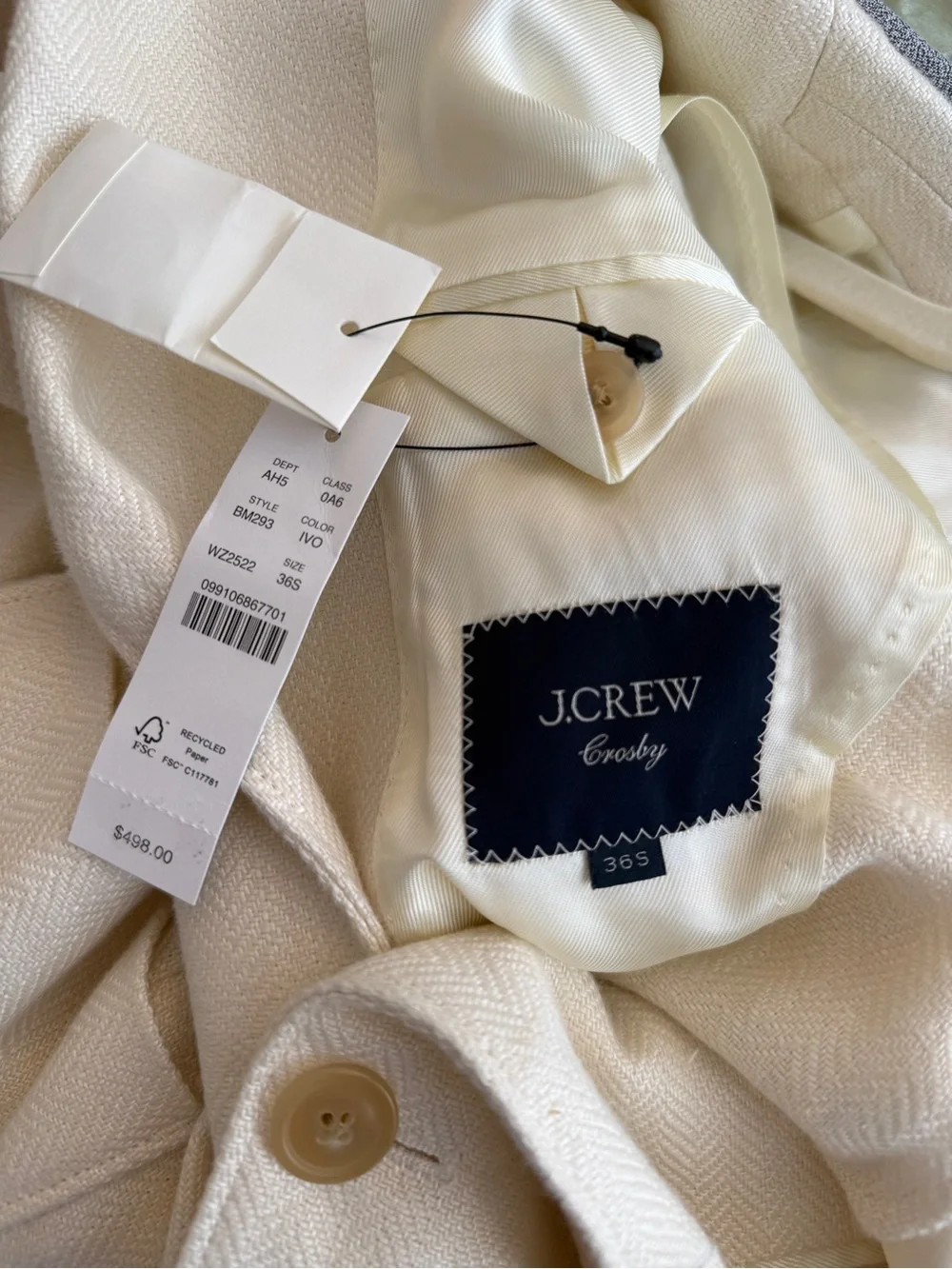 J. Crew Crosby 36s Italian linen herringbone sports coat blazer